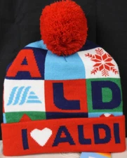 Aldi Gear Beanie Hat  Red  Christmas  Pom Pom NWT