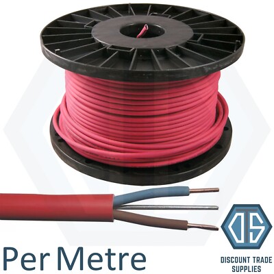 FP200 1,5mm 2-adrig & Erde rot Brandmeldekabel pro Meter (1m 10m 25m 50m 100m)
