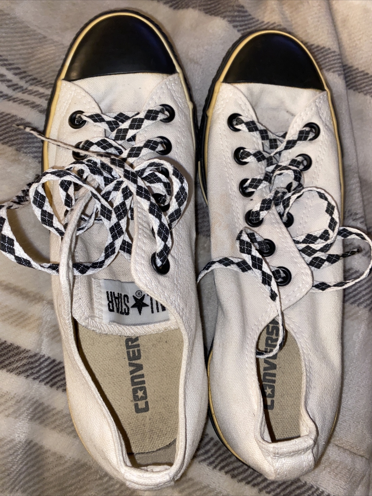 CONVERSE ALL STAR Low Cut Sneakers Black Soles Women's Men's Cream