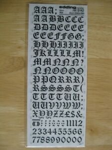 1 X Edding U C Black Letters Num Old English 10mm 36pt Transfer Ref 5142 Ebay