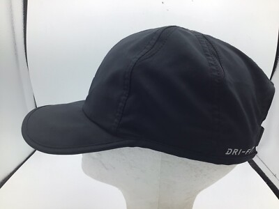 NIKE FEATHERLIGHT DRI-FIT Black Cap Hat White Logo Running R3 | eBay