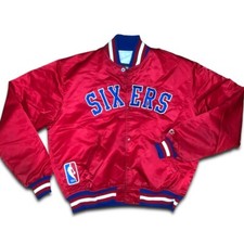 RARE 80s Starter Satin Bomber Philadelphia 76ers Jacket Sixers Large