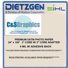 INKJET Photo Paper Roll Adhesive Back 24" x 100' 8MIL SATIN AQUEOUS
