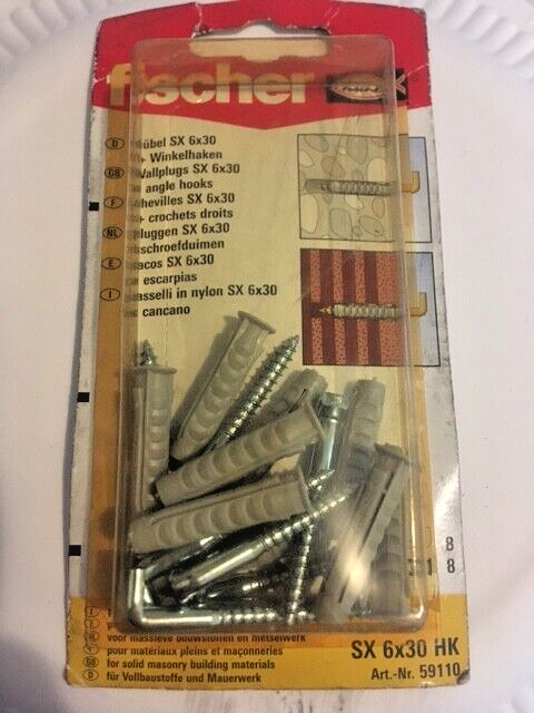 Fischer 8 Tasselli in Nylon SX 6x30 H K con 8 Cancani 59110 tassello cancano