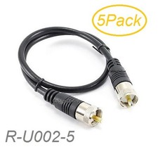 5Pack 2ft RG8x Coax UHF PL259 Male to Male Antenna Cable - R-U002-5