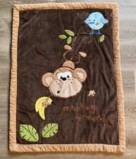 Koala Baby MONKEY AROUND Blue Bird Brown Baby Blanket BabiesRUs 2007