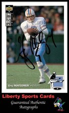 Tarjeta autografiada auténtica 1994 Upper Deck Greg Montogomery #320 Houston Oilers