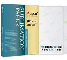 750 Sheets A-SUB Sublimation Transfer Paper 8.5x11 All Inkjet Printer 105g Bulk