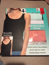Felina Women's Reversible Necklines Tank Cotton Modal 4 Pcs/ Medium
