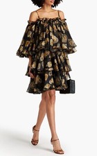 *DOLCE & GABBANA* $4845 Runway S19Printed Silk Organza Ruffled Mini Dress NWT 40
