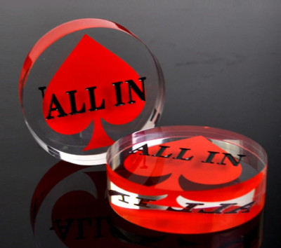 Poker Table 3'' Acrylic All-In Button - Texas Hold'em