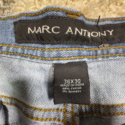 MARC ANTHONY Slim Fit Straight Leg Cotton Blue Jeans Pants - Size 36x30 - Picture 5 of 9