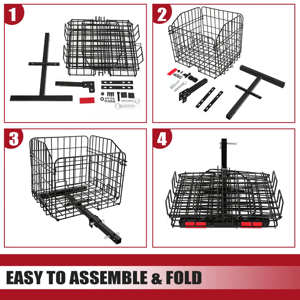 折叠后篮适用于大多数移动滑板车电动椅带1英寸挂接接收器 — 第 4/4 张图片