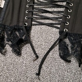 Corset Lingerie Womens 28" Black With Lace Up Boned Shaper Top