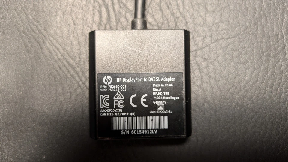 Genuine HP DisplayPort to DVI SL Monitor Adapter 753744-001 - Image 2 of 4
