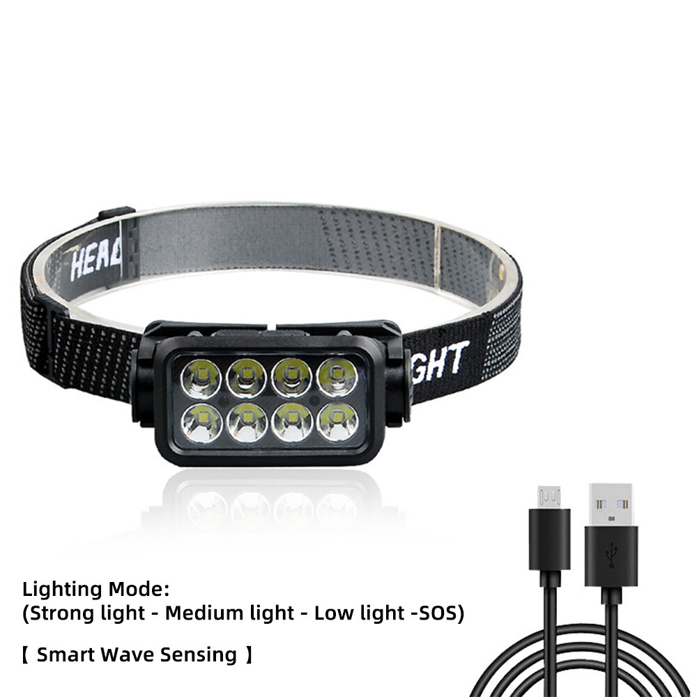 COB+LED Headlamp USB Rechargeable Headlight Work Light Bar Head Band Lamp NEW