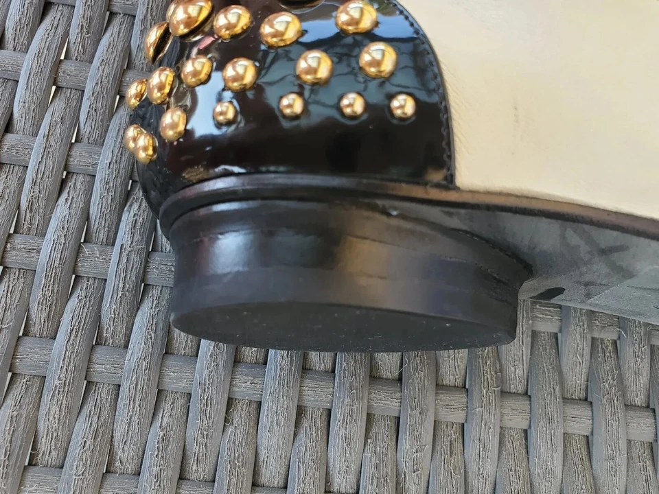 Zapato Moschino Tachonado Ballet Pisos Cuero Negro Crema Mujer Talla EU 36 US 6.5 Foto 4 de 4