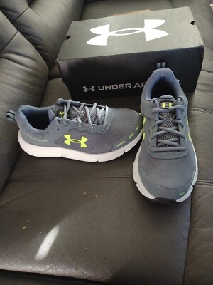 Nib Mens Under Armour Charged Assert 10 running Shoes Size 8 4e Grey And Volt