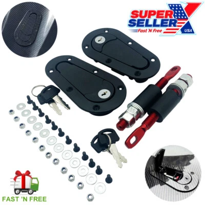Quick Release Hood Pin Locking Latch Kit BLACK - Universal Fit - USA SELLER - Bild 1 von 4