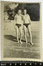 Shirtless Guys Trunks Bulge Muscle Affectionate Men Gay Int Old Photo #4615