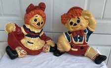 Antique Vintage Set of 2 Handcrafted Raggedy Ann  Andy Working Collector Lamps