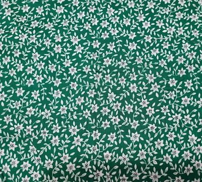 Ozark Calicos BTY Fabri-Quilt Ivory Floral on Green