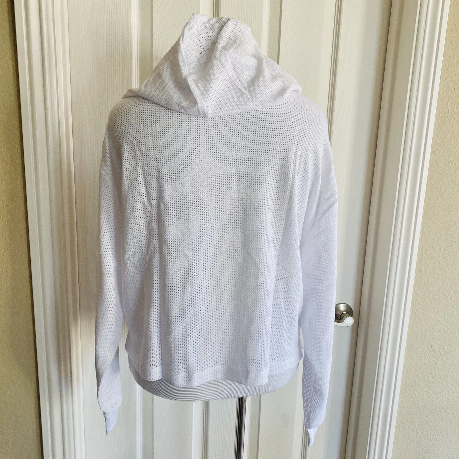 UNDERCOVER Nuova felpa con cappuccio Victoria's Secret ROSA bianca a maglia manica lunga crop Med