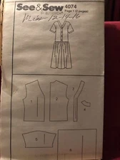 Vintage Butterick See & Sew 4074  Sewing Pattern Loose Dress 12-16 NO ENVELOPE