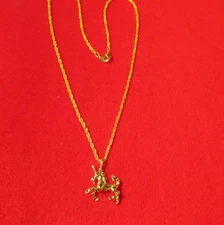 14KT GOLD PLATED UNICORN CHARM WITH 16 INCH ROPE CHAIN NECKLACE- 2005