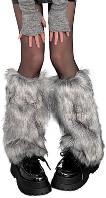 Women'S Fuzzy Leg Warmers Y2K Cute Fur Fluffy Leg Warmers Soft Boot Cuffs Covers