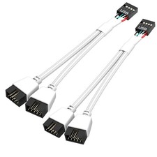 2 PCS Motherboard USB 2.0 To Dual 9 Pin Extension Header Splitter Braided
