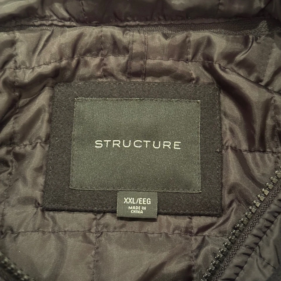 Structure Men's Black Wool Blend Hooded Car Coat Jacket XXL/EEG Winter Outerwear - Image 3 of 4