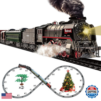 Hitish Train Set For Kids Electric Train Toys Realistic Light Sounds Smoke