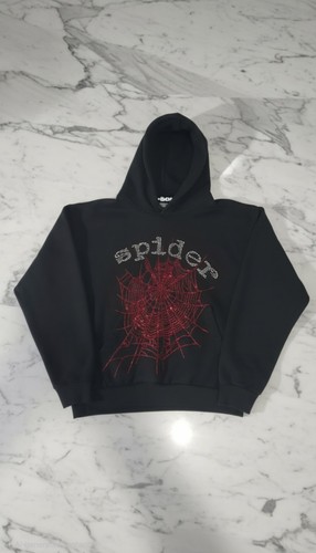 NEW Sp5der Web Hoodie Black/Red Rhinestone (Spider) Size Large