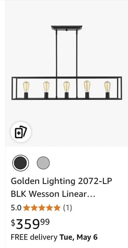Golden Lighting Wesson 5 Light Linear Pendant, Black - 2072-LPBLK - Picture 12 of 12
