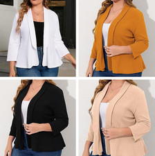 Women Casual Blazer Open Front Long Sleeve Work Office Cardigan Business Jackets