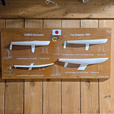 Japan Yachting Association 1984 Olympics XXIII Oympiad 4 Half Hull Models Plaque