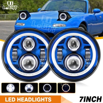 Für 90-97 Mazda Miata MX-5 7 Zoll LED Scheinwerfer Blinker Fernlicht E-geprüft