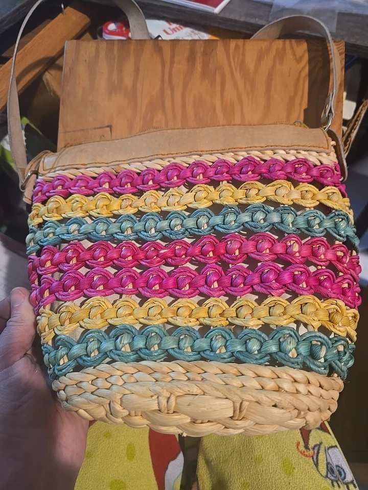 Cartera de bolsillo de cosméticos tejida a mano vintage Foto 3 de 4