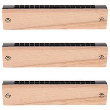 3Pcs 's Harmonica Beech Wood Double Row 16-Hole Beginner Musical Instruments for