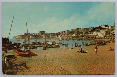 Postkarte Broadstairs Strandyachten am Steg Viking Bay Kent 1966 verschickt