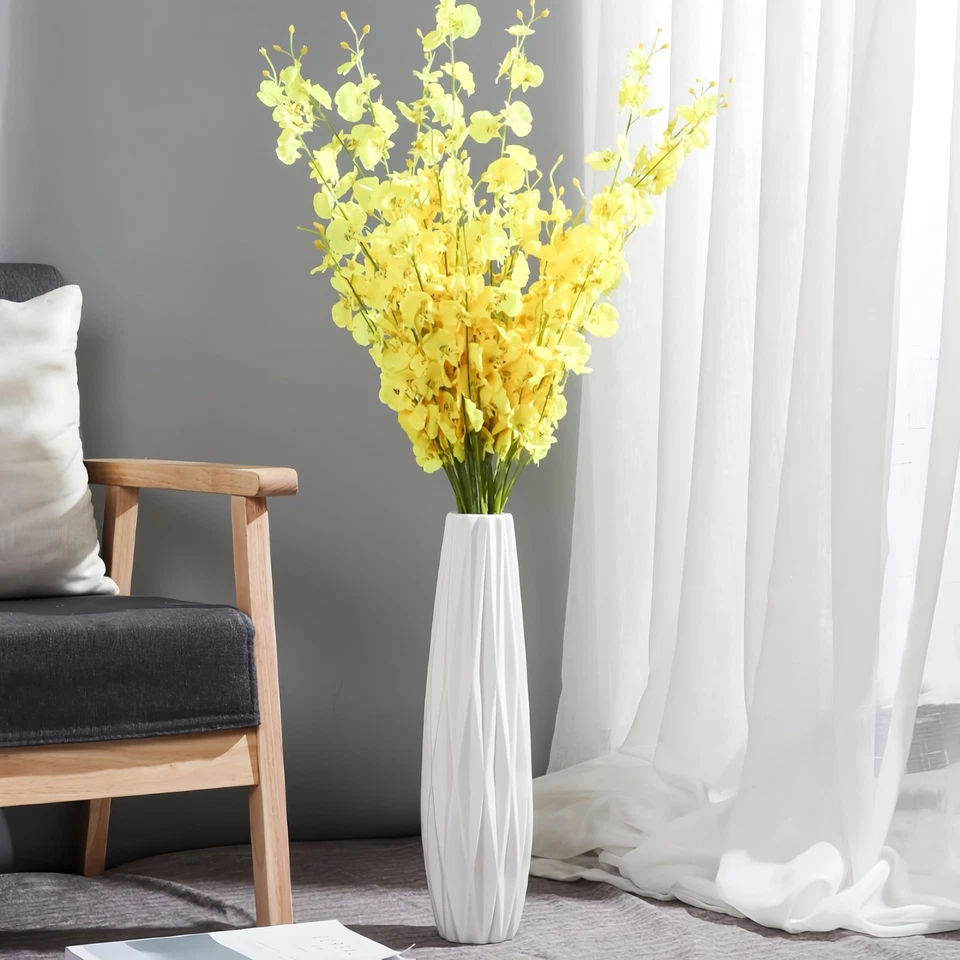 Jarrón de cerámica blanco, florero de piso de 17,7" de alto florero grande jarrones decorativos... Foto 4 de 4