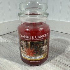 Yankee Candle Retired "WELCOME CHRISTMAS" Festive Large 22 oz WHITE LABEL RARE