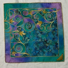 VITALIANO PANCALDI M.I.Italy Blue Flower / Logo Men  s Handkerchief Silk 15" PEC