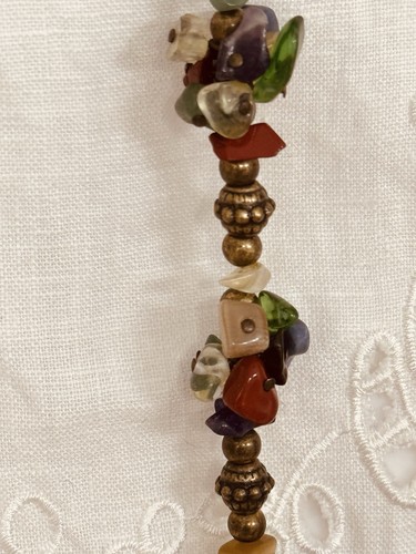 Antique Gemstone Necklace W Antique Indian Tribal Silver Beads 36” - Picture 5 of 7