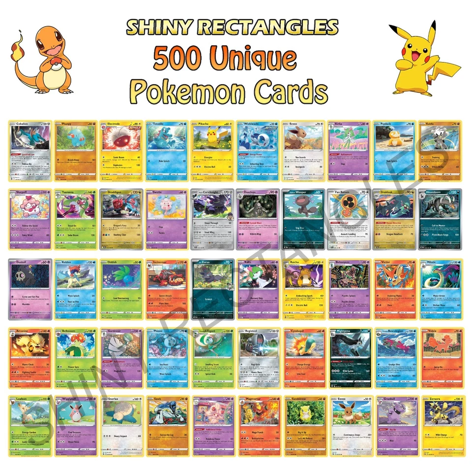 Lote de 500 cartas Pokémon + 50 hologramas, raras, láminas inversas - caja de regalo colección a granel Foto 4 de 4