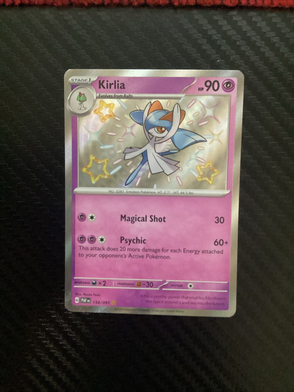 Kirlia 154/091 Shiny Rare Paldean Fates Pokemon Near Mint