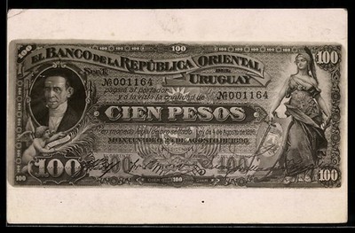 Ansichtskarte Geldschein Uruguay, 100 Pesos 1912 