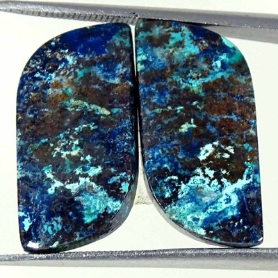 19,70 Ct Natürliche Azurit Paar Cabochon Lose Edelstein Größe 10x21x3 mm Fancy