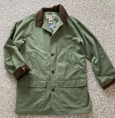 LL Bean Olive Green Barn Chore Coat Flannel Lined sz Mens M Tall  display picture 1